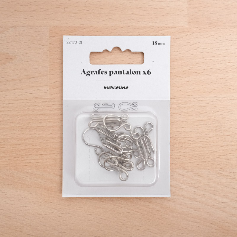 Hosenverschluss mit Karabinerhaken, 18 mm, vernickelt